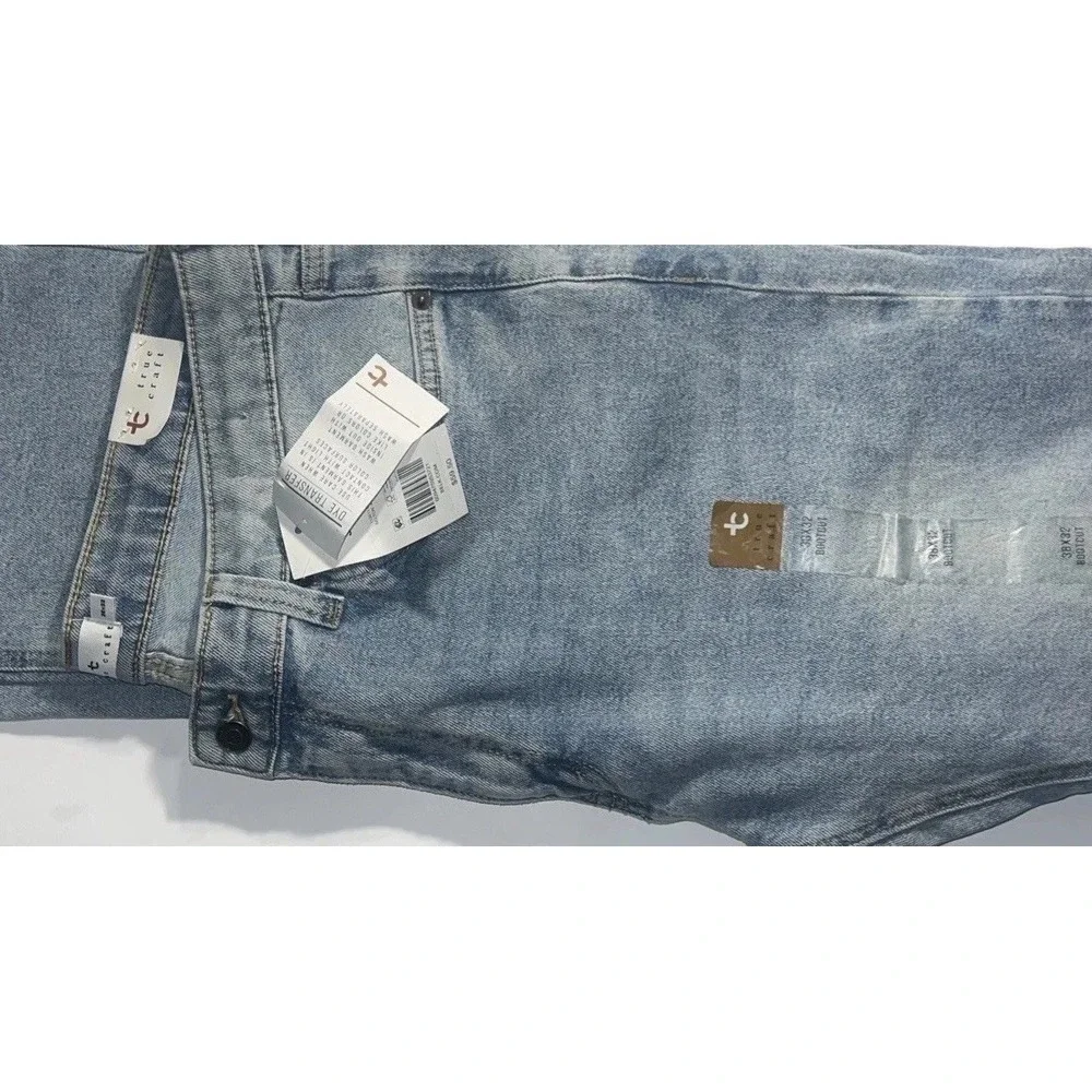 NWT Trendy Date Night Western Bootcut Jeans Blue Light Wash 38x32 True Craft